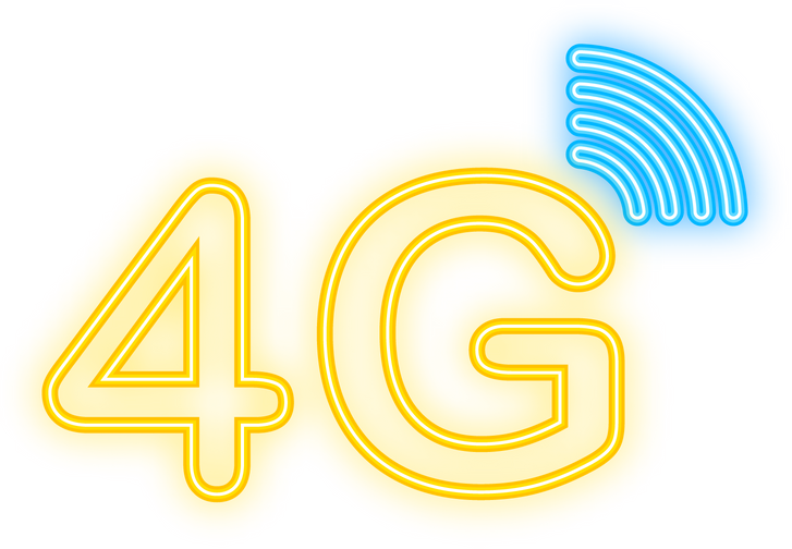 4G neon symbol set isolated on background, mobile communicat